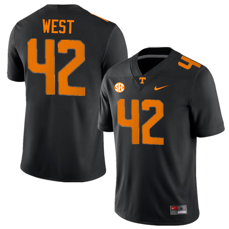 #42 Tyre West UT Vols Jerseys,Tennessee Volunteers College Football Jerseys Stitched-Black